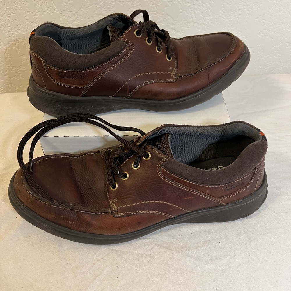 Men's‎ 10.5 Clarks Cotrell Edge Oxford 26119803 Brown Fabric Leather Lace Up